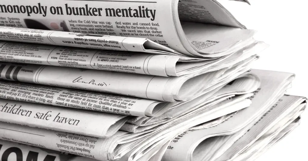 Stack of newspapers often used for outdated cleaning hacks like cleaning glass surfaces